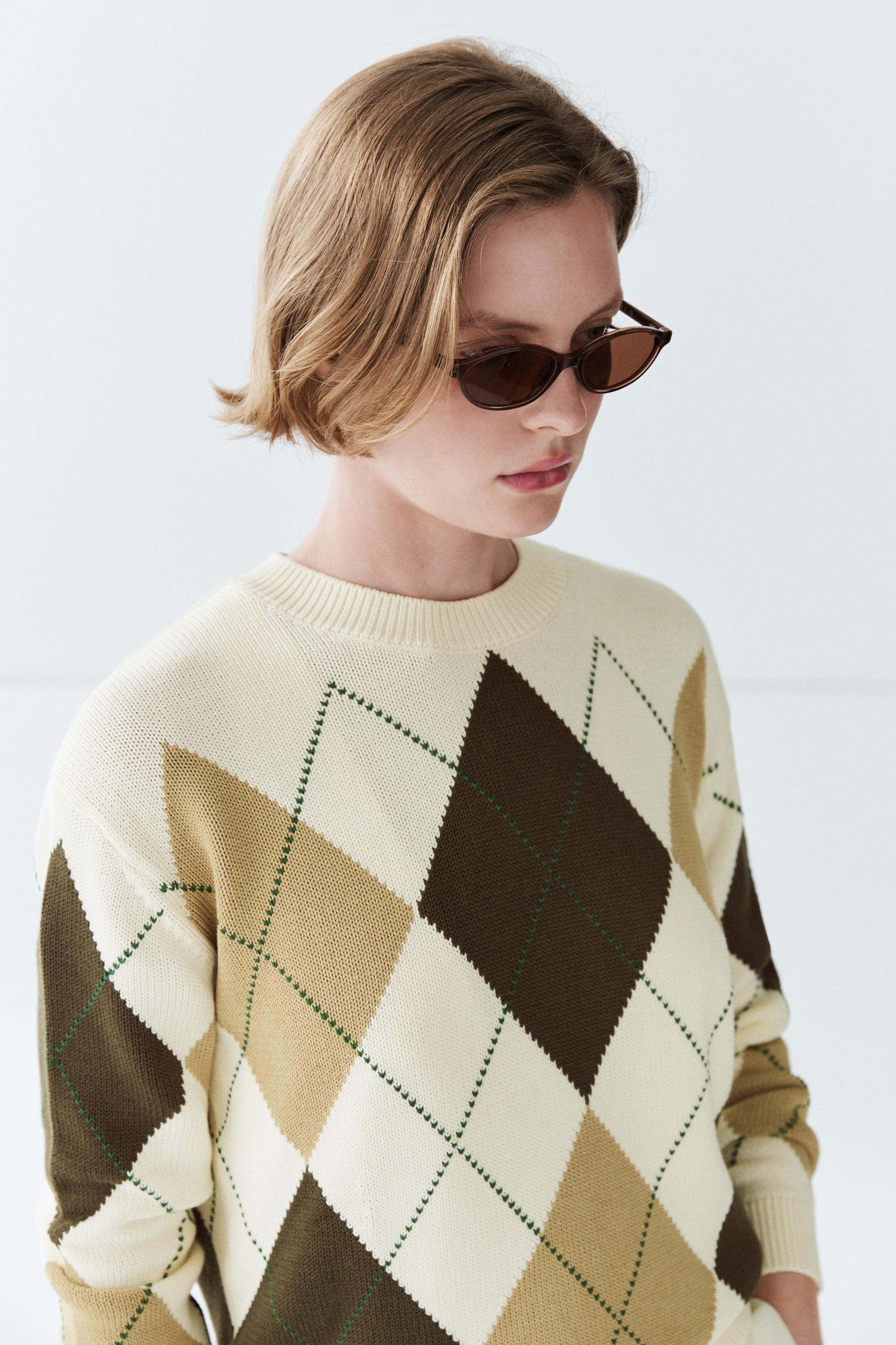 Pull en maille losanges 100% coton